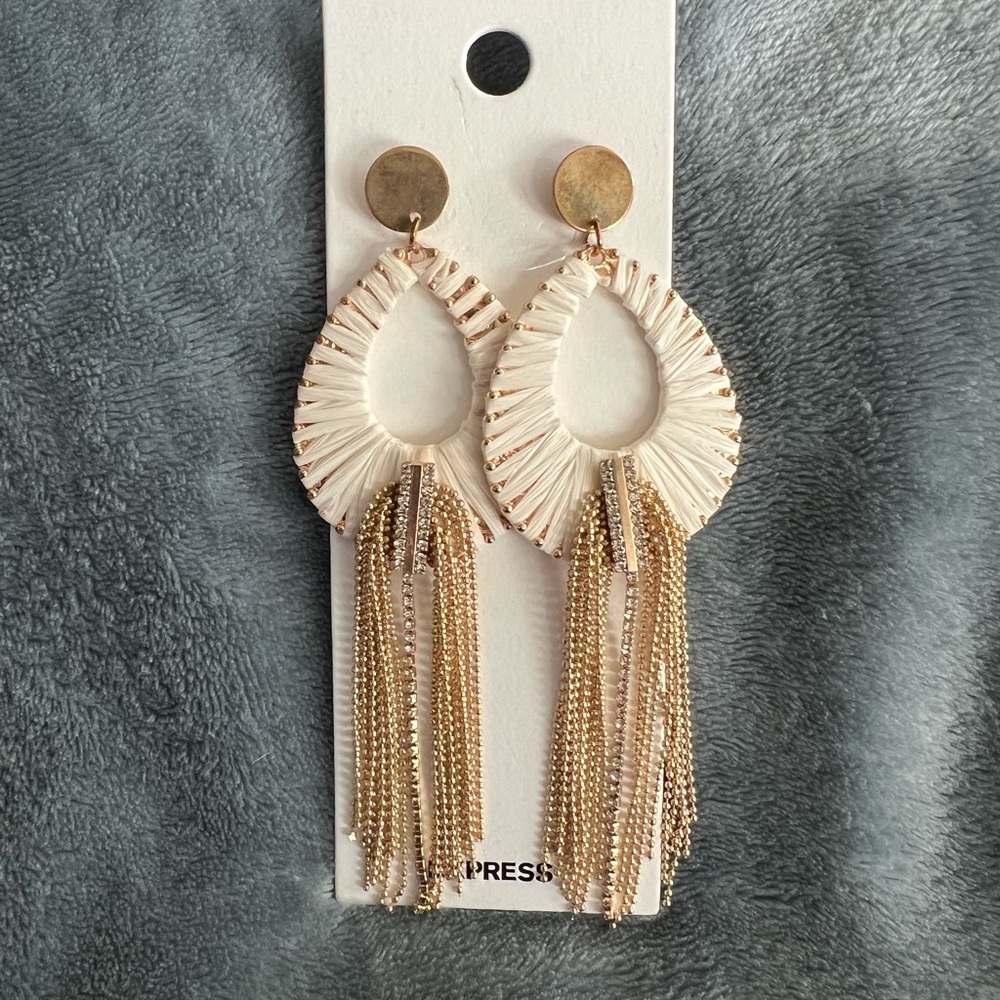 Express earrings raffia and gold